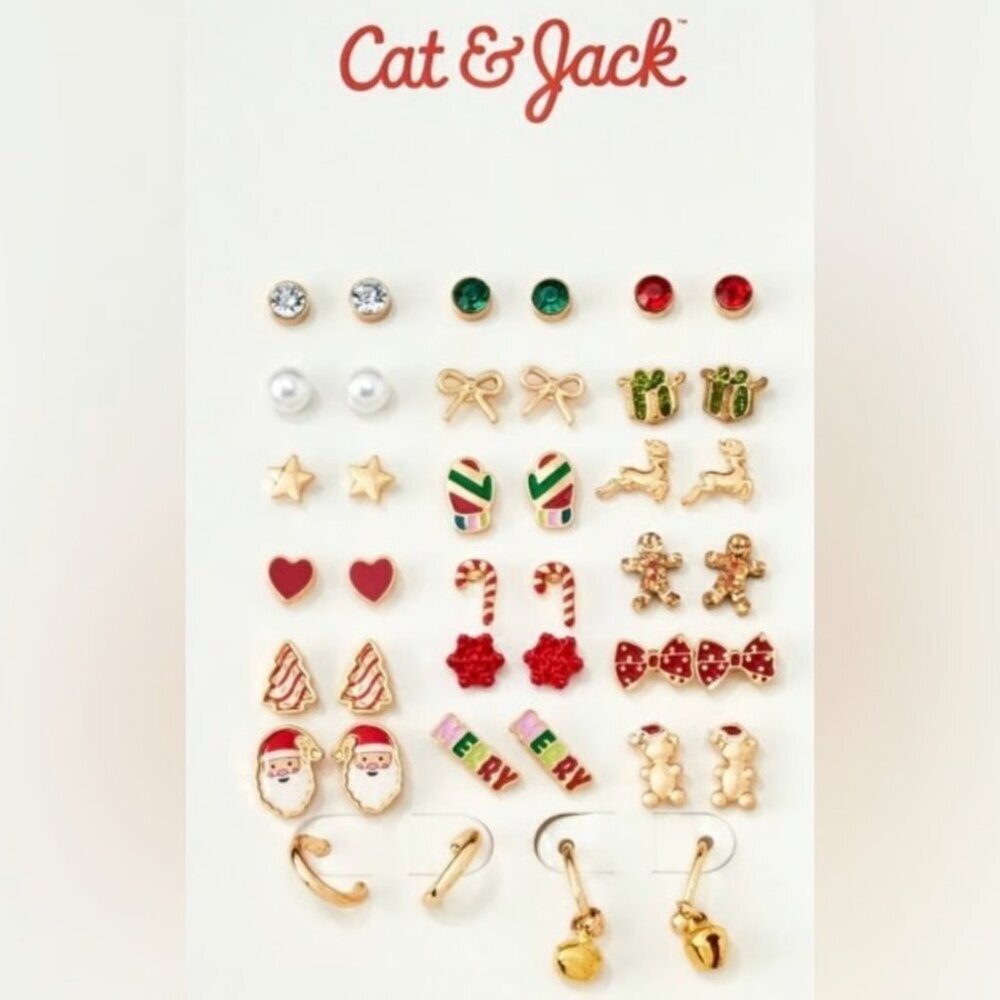 Target Cat & Jack Nickel Free Christmas Holiday Festive Earrings 20 Pairs New